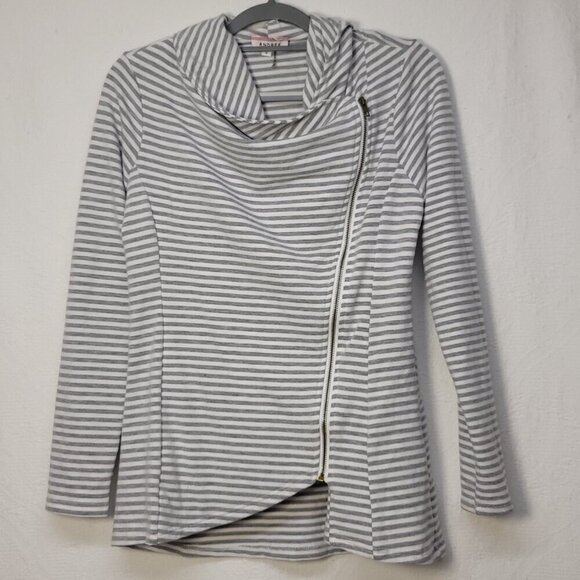 49. Andree by Unit Coat White Gray Striped Sz S - Picture 3 of 7